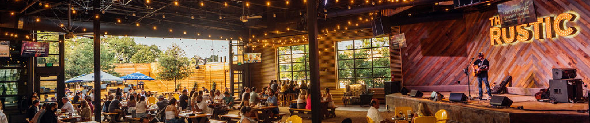 People enjoying live music and food